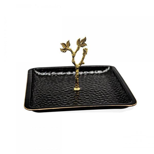Black and Gold Tray Plate with Stand