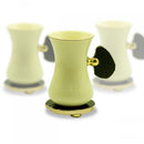 Tea Cup with Stone Petal Handle & Saucer