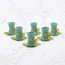 Tea Cup with Butterfly Handle and Leaf Shaped Metal Saucer