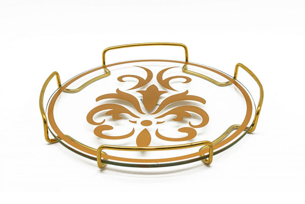 Intricate Golden Royalty Glass Tray