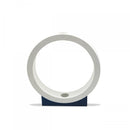 White Sphere Sculpture with Blue Base