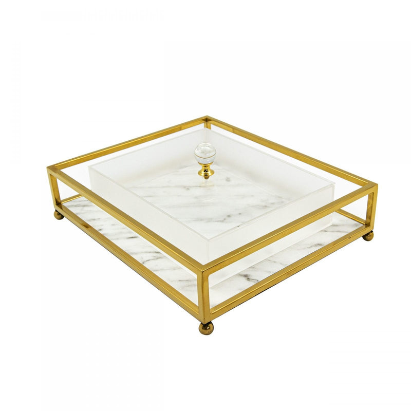 Marble Box with Golden Accent