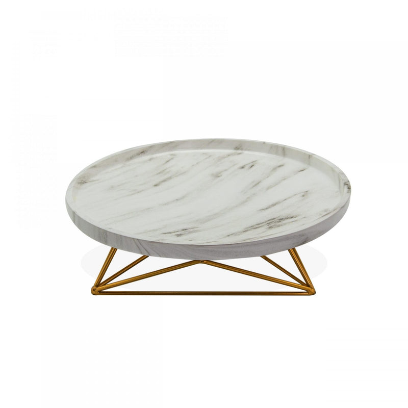 Marble Tray with Geometric Golden Base