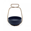 Deep Blue Bowl with Golden Basket Holder