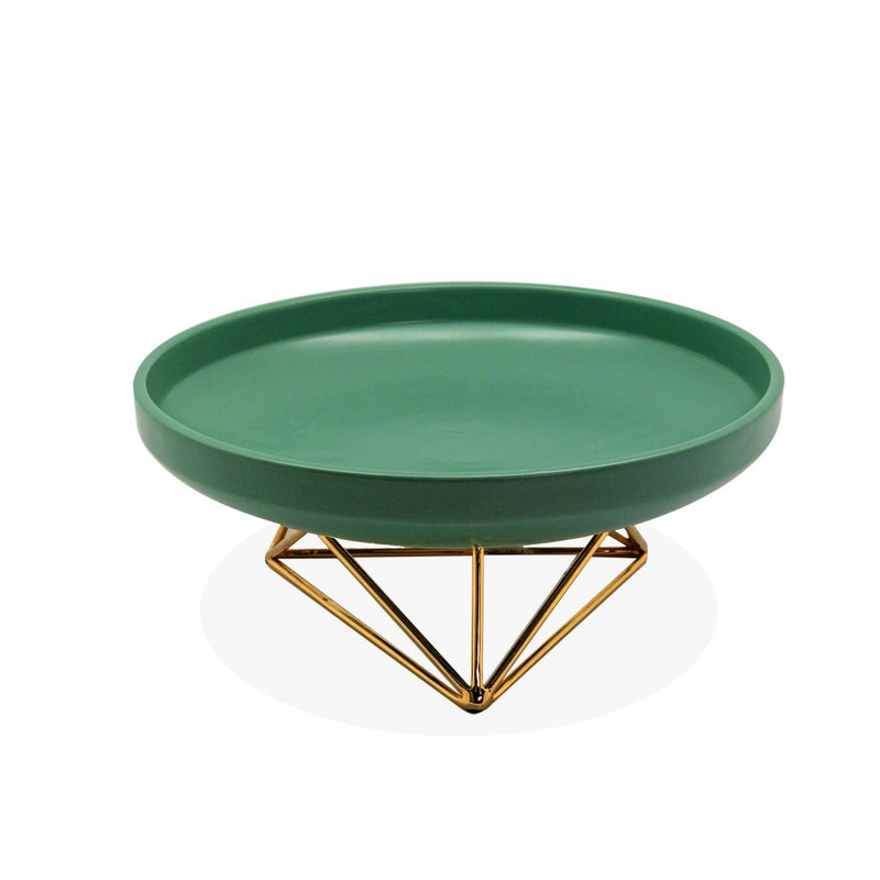 Jade Tray with Geometric Golden Base