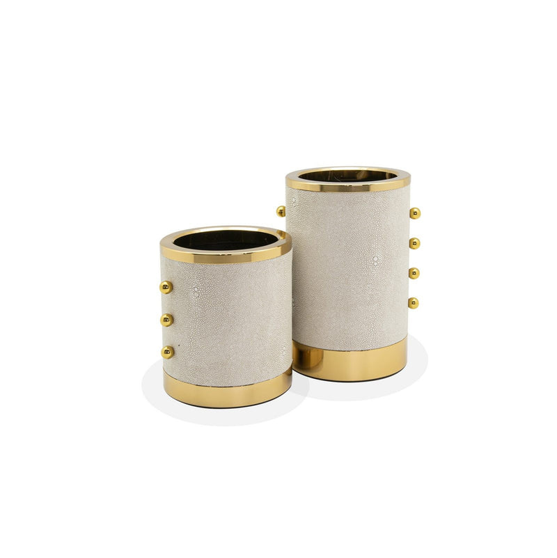 White & Gold Leather Vase