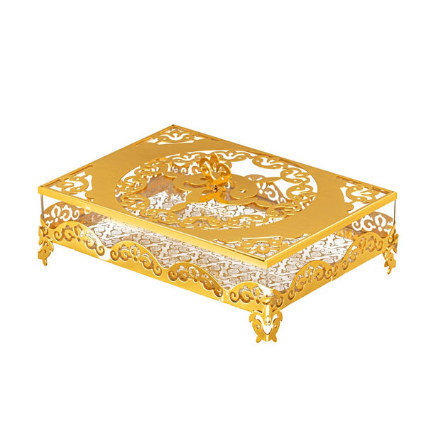 Gold-Plated Rectangular Tray with Flat Lid