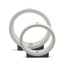 White Sphere Sculpture with Blue Base