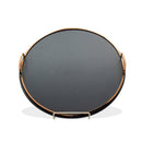 Elegant Black Round Leather Service Tray