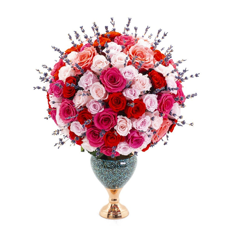 Preserved Flowers in Handmade Turquoise Stone Vase