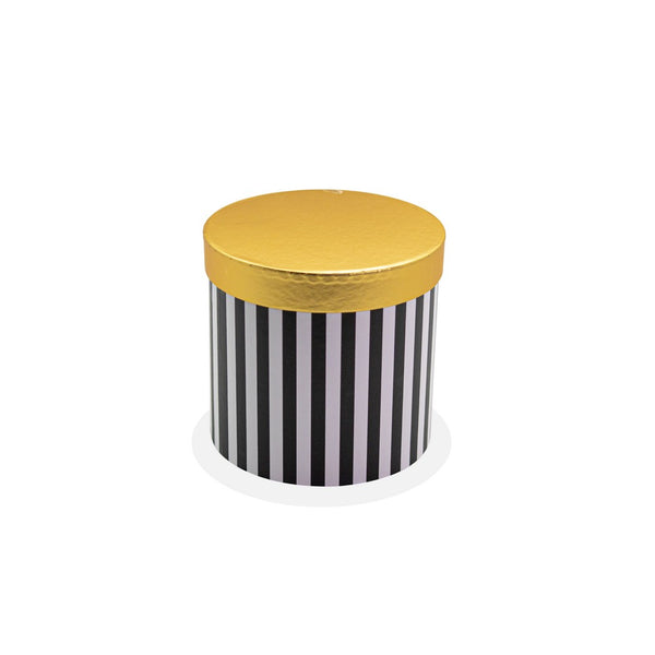 Black & White Striped Round Box