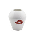 Red Passion White Ceramic Geometric Vase