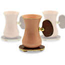 Tea Cup with Stone Petal Handle & Saucer