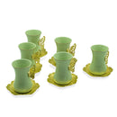 Tea Cup with Butterfly Handle and Round Metal Saucer