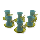 Tea Cup with Butterfly Handle and Round Metal Saucer