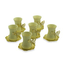 Tea Cup with Butterfly Handle and Round Metal Saucer