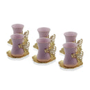 Tea Cup with Butterfly Handle and Round Metal Saucer