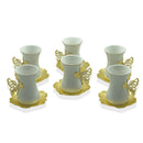 Tea Cup with Butterfly Handle and Round Metal Saucer