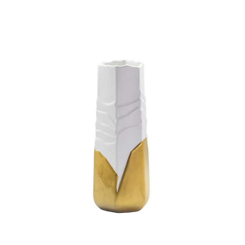 White Gold Ceramic Vase