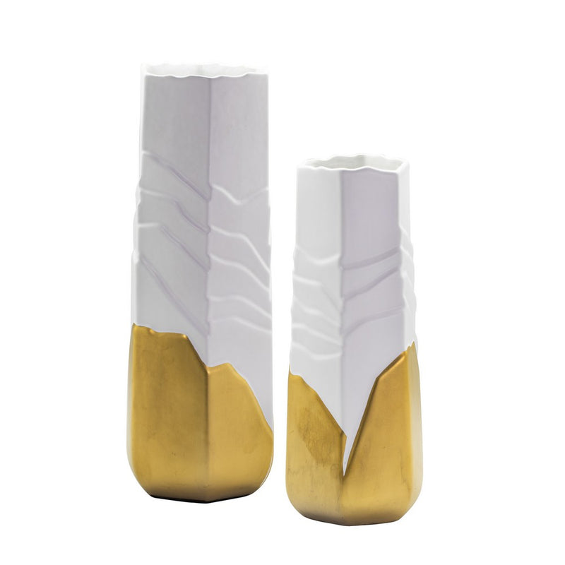White Gold Ceramic Vase